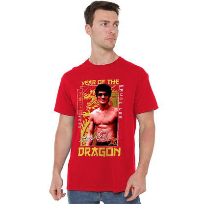 Red - Lifestyle - Bruce Lee Unisex Adult Framed Year of The Dragon T-Shirt