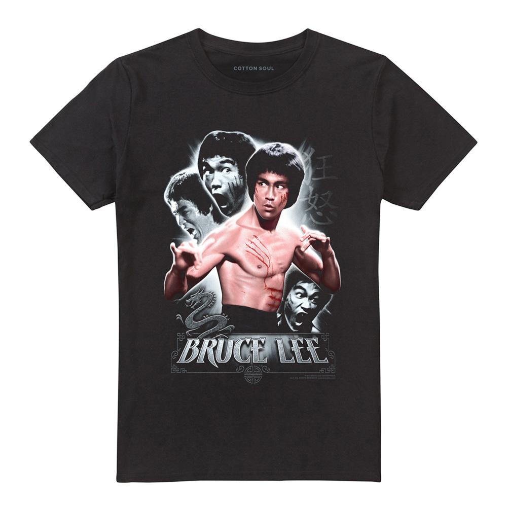 Black - Front - Bruce Lee Unisex Adult Lee Inner Fury T-Shirt