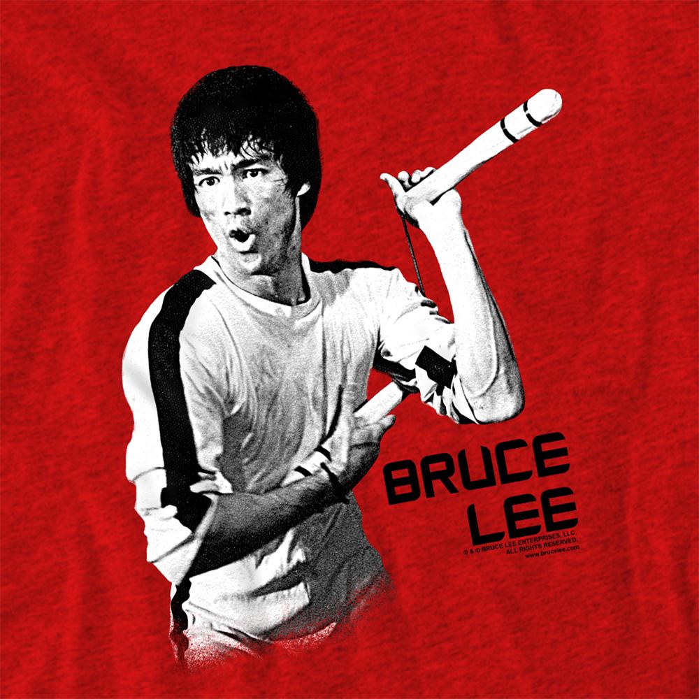 Red - Side - Bruce Lee Mens Nunchucks T-Shirt
