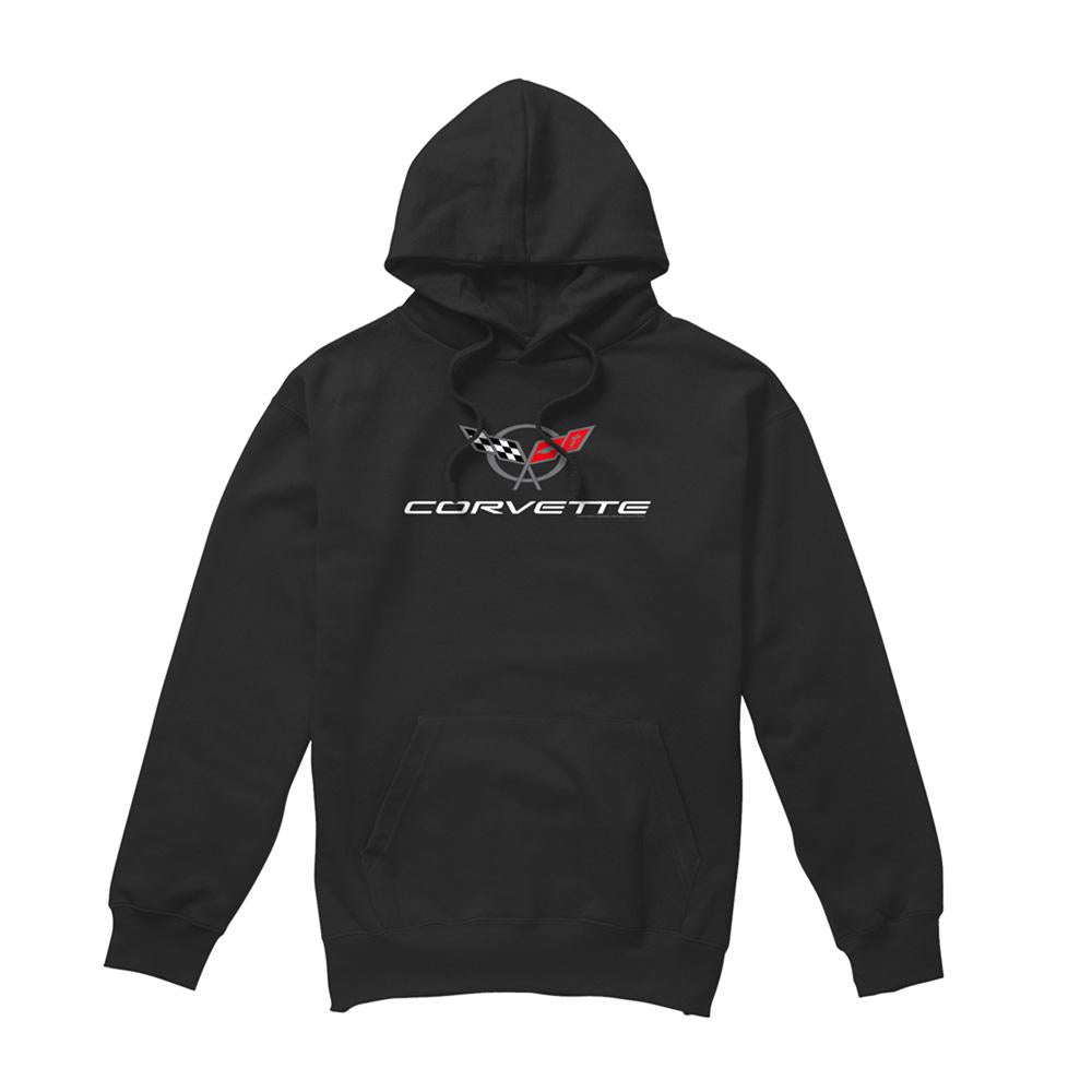 Black - Front - Chevrolet Unisex Adult Corvette Modern Emblem Hoodie