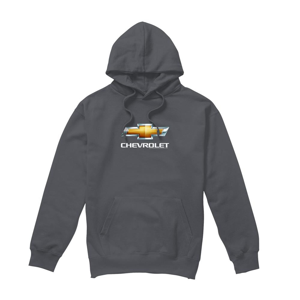 Charcoal - Front - Chevrolet Unisex Adult Bowtie Stacked Hoodie