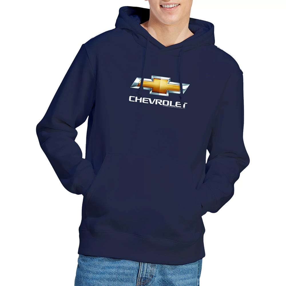 Navy - Lifestyle - Chevrolet Unisex Adult Bowtie Stacked Hoodie