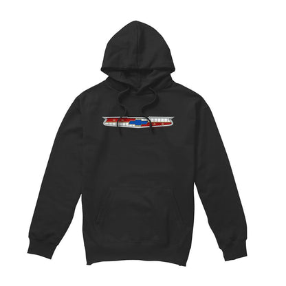 Black - Front - Chevrolet Unisex Adult 56 Bel Air Emblem Hoodie