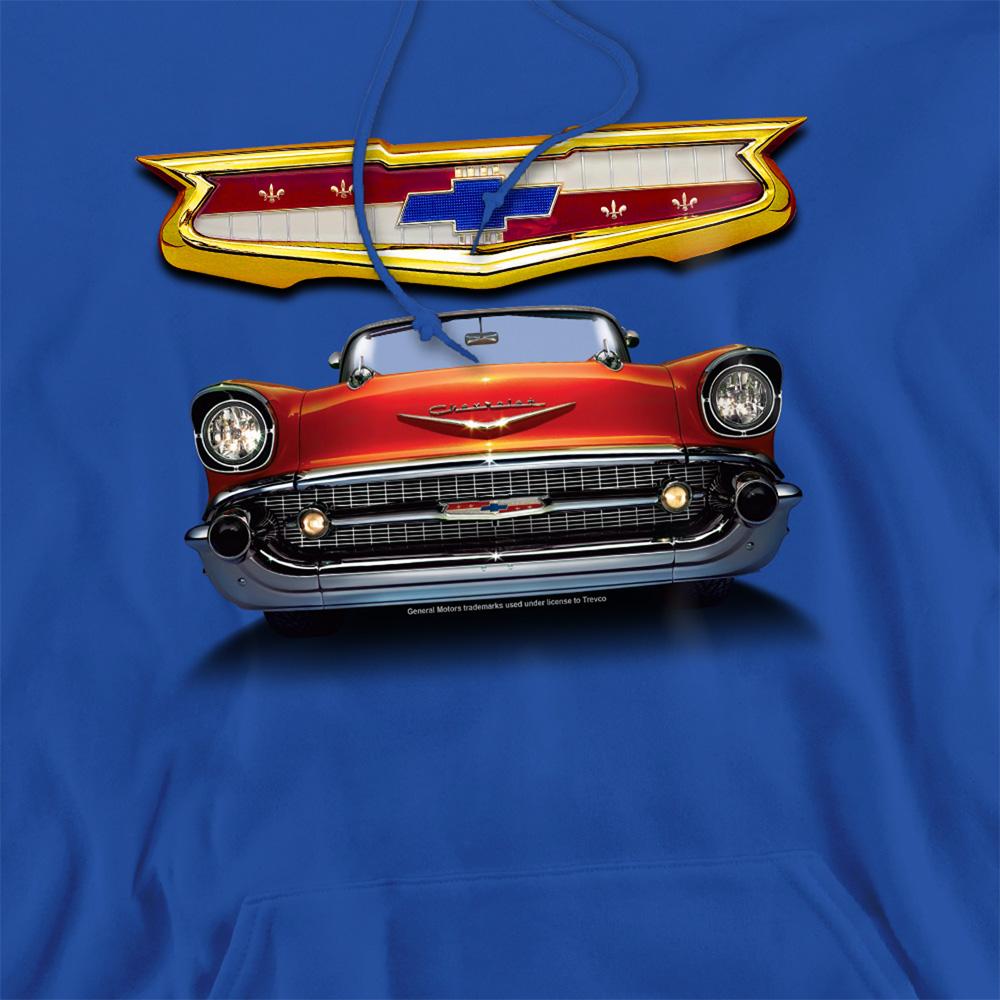 Royal Blue - Side - Chevrolet Unisex Adult 1957 Bel Air Grille Hoodie