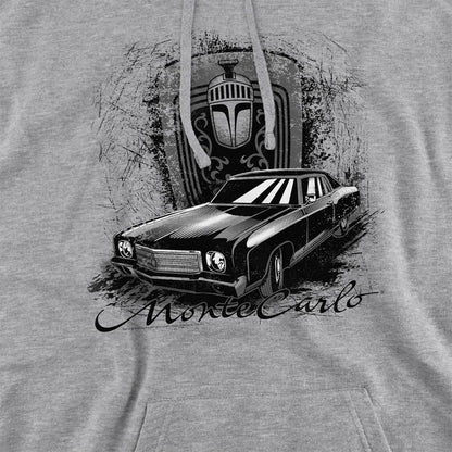 Athletic Heather - Side - Chevrolet Unisex Adult Monte Carlo Drawing Hoodie