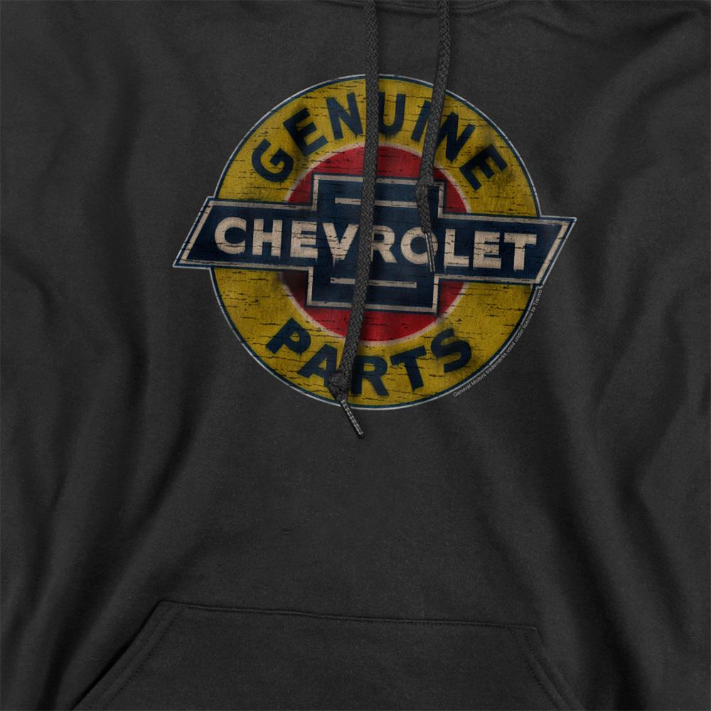 Black - Side - Chevrolet Unisex Adult Genuine Chevy Parts Distressed Hoodie