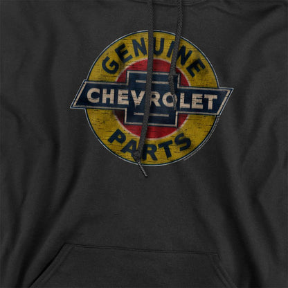 Black - Side - Chevrolet Unisex Adult Genuine Chevy Parts Distressed Hoodie