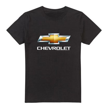 Black - Front - Chevrolet Unisex Adult Bowtie Stacked T-Shirt