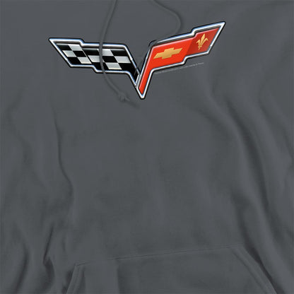 Charcoal - Side - Chevrolet Unisex Adult The Vette Medallion Hoodie