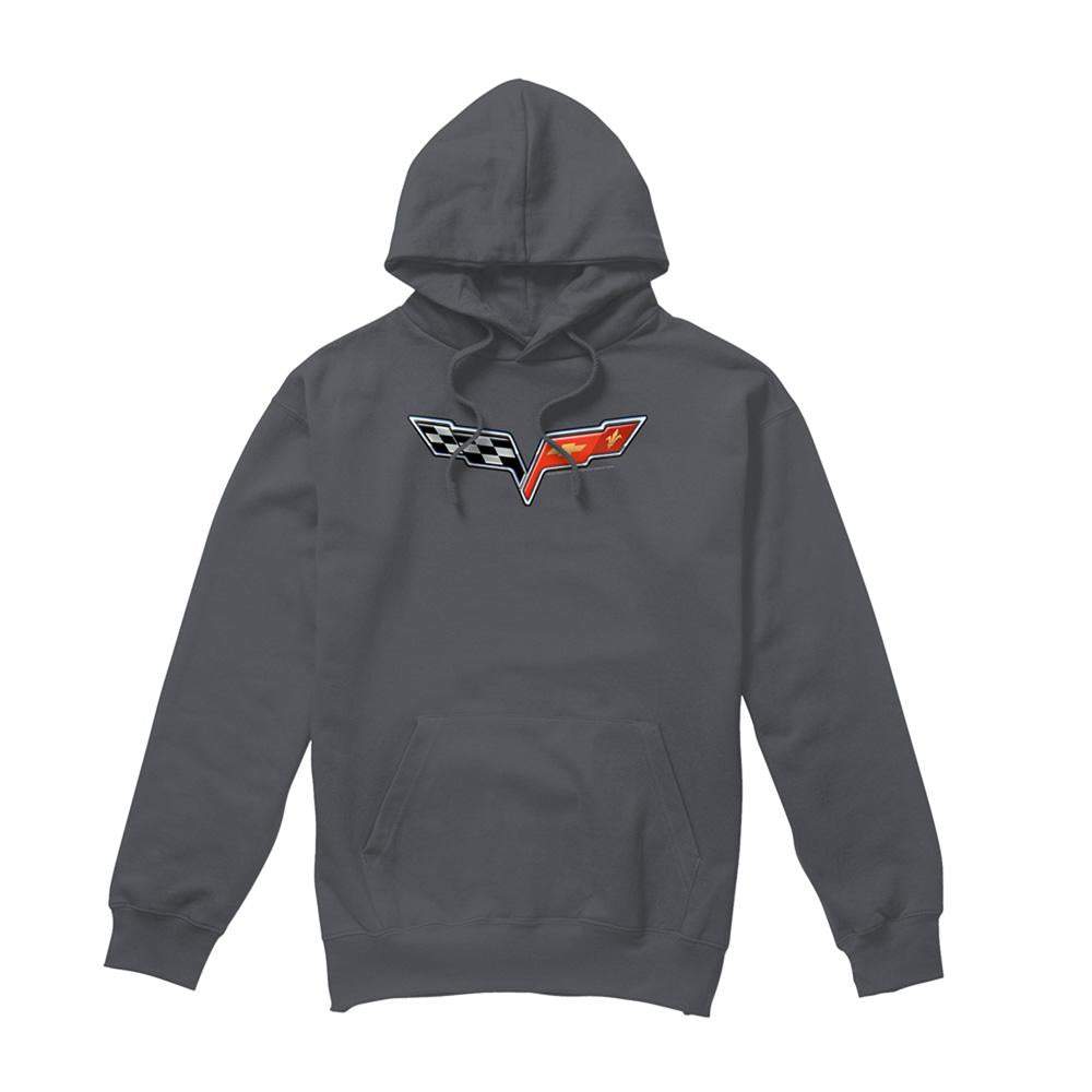 Charcoal - Front - Chevrolet Unisex Adult The Vette Medallion Hoodie