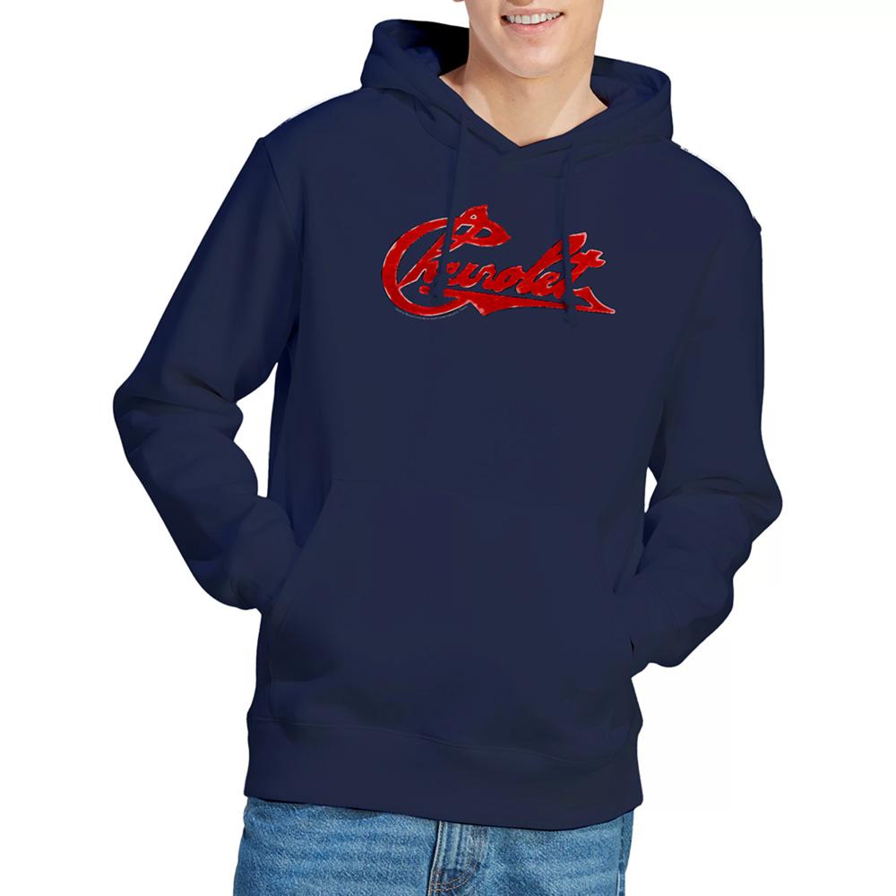 Navy - Lifestyle - Chevrolet Unisex Adult Distressed Logo Hoodie