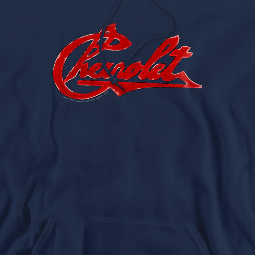 Navy - Side - Chevrolet Unisex Adult Distressed Logo Hoodie