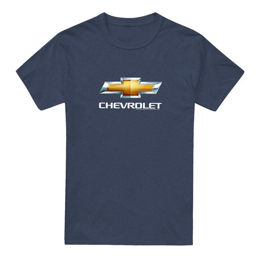 Navy - Front - Chevrolet Unisex Adult Bowtie Stacked T-Shirt