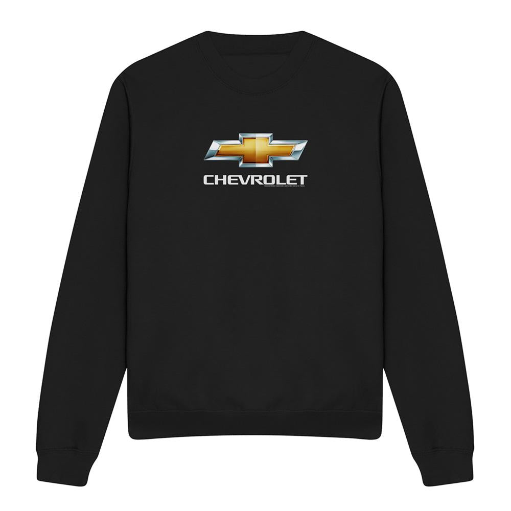 Black - Front - Chevrolet Unisex Adult Bowtie Stacked Sweatshirt