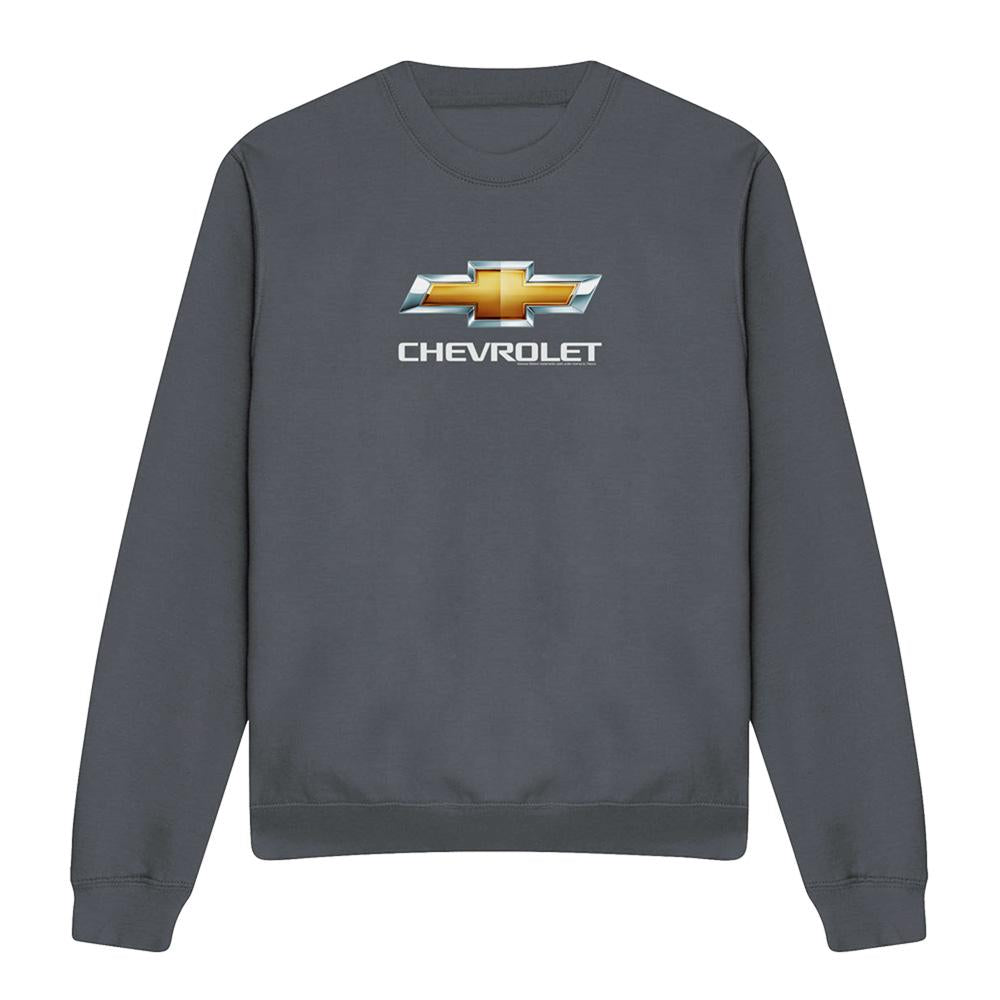 Charcoal - Front - Chevrolet Unisex Adult Bowtie Stacked Sweatshirt