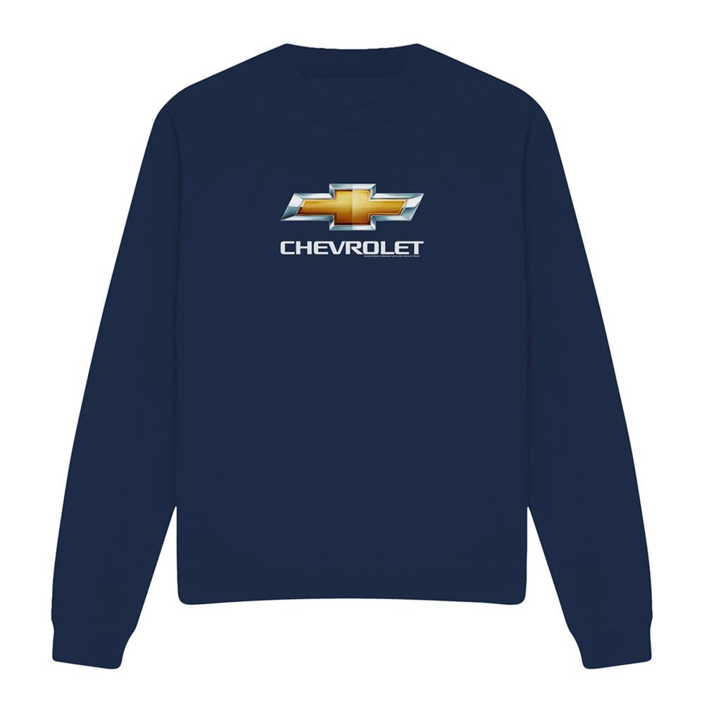 Navy - Front - Chevrolet Unisex Adult Bowtie Stacked Sweatshirt