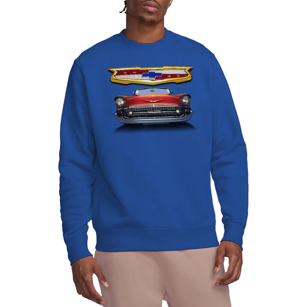 Royal Blue - Lifestyle - Chevrolet Unisex Adult 1957 Bel Air Grille Sweatshirt