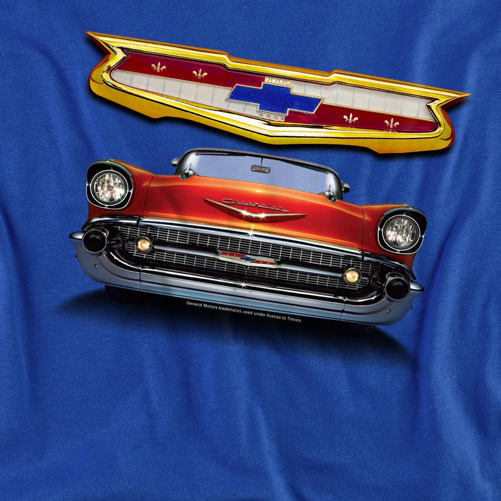 Royal Blue - Side - Chevrolet Unisex Adult 1957 Bel Air Grille Sweatshirt