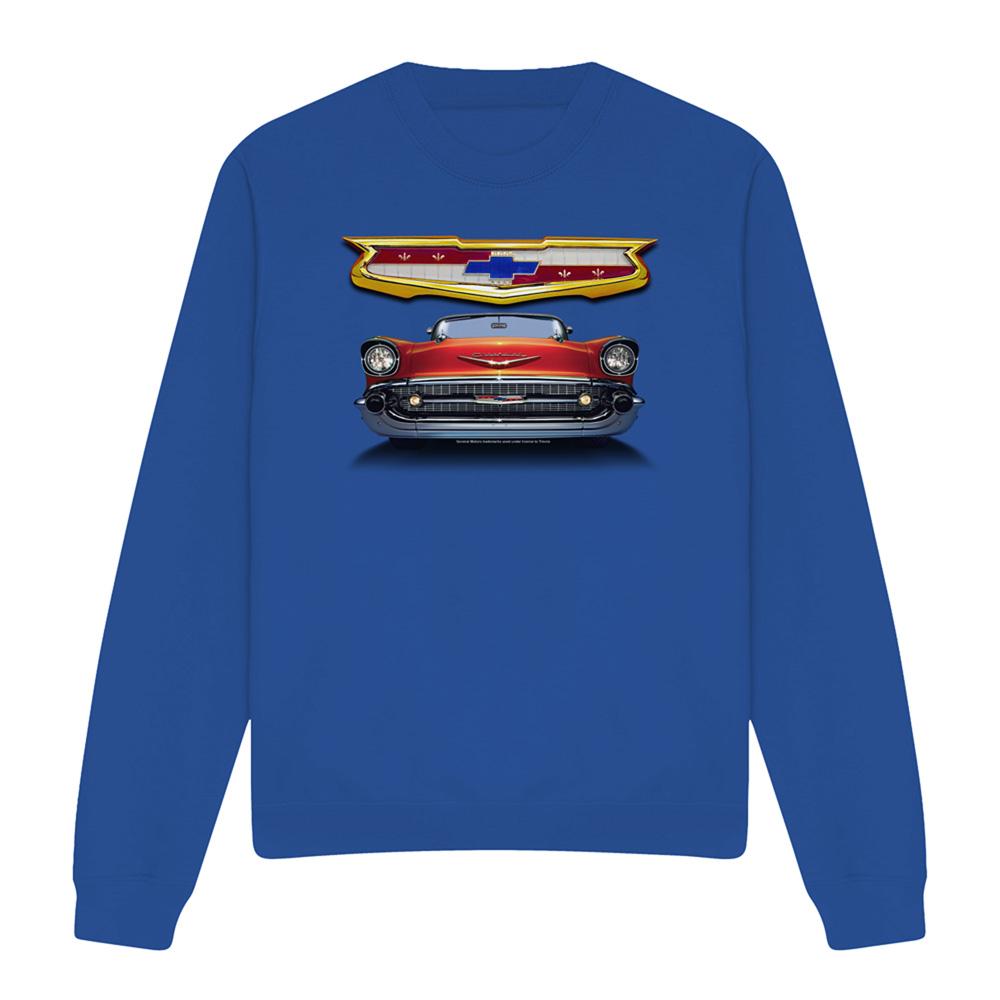 Royal Blue - Front - Chevrolet Unisex Adult 1957 Bel Air Grille Sweatshirt