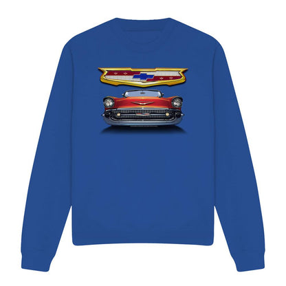 Royal Blue - Front - Chevrolet Unisex Adult 1957 Bel Air Grille Sweatshirt
