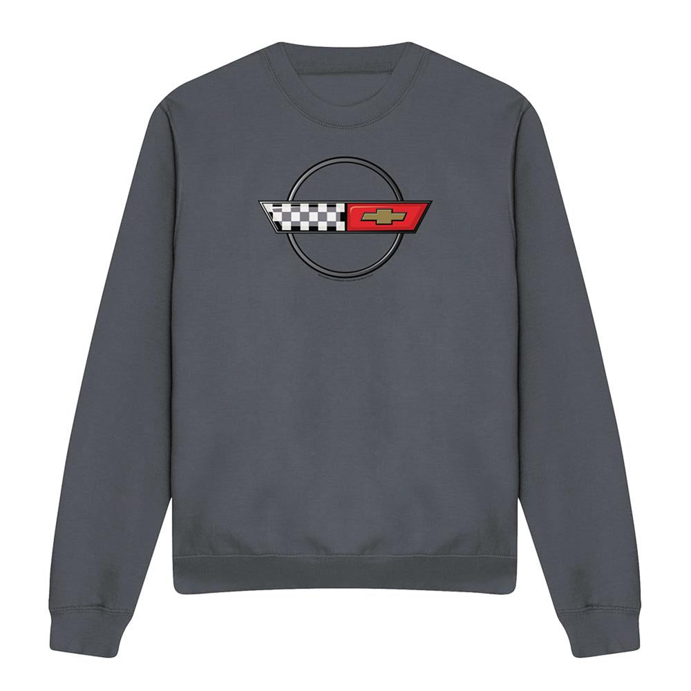 Charcoal - Front - Chevrolet Unisex Adult 4Th Gen Vette Logo Sweatshirt