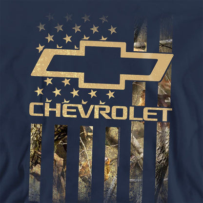 Navy - Side - Chevrolet Unisex Adult Camo Flag Sweatshirt