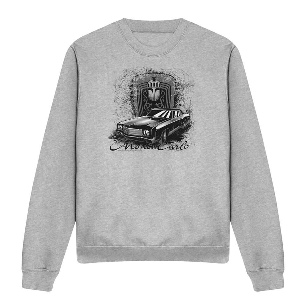 Athletic Heather - Front - Chevrolet Unisex Adult Monte Carlo Drawing Sweatshirt