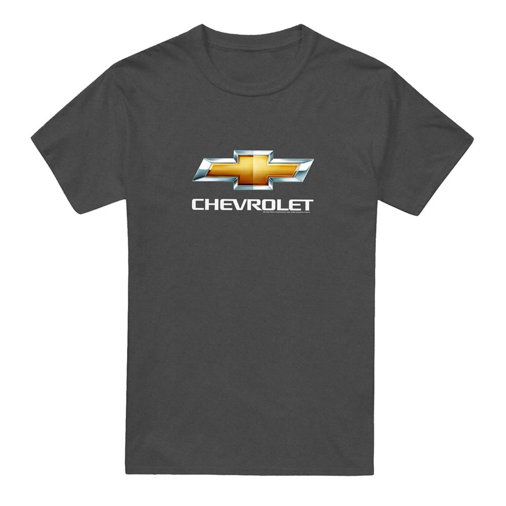 Charcoal - Front - Chevrolet Unisex Adult Bowtie Stacked T-Shirt