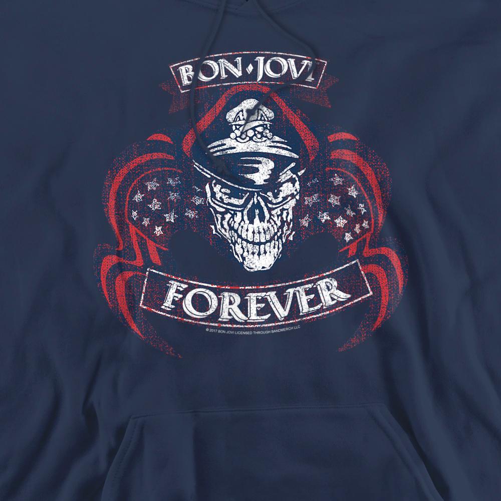 Navy - Back - Bon Jovi Unisex Adult Forever Skull Hoodie