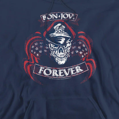 Navy - Back - Bon Jovi Unisex Adult Forever Skull Hoodie