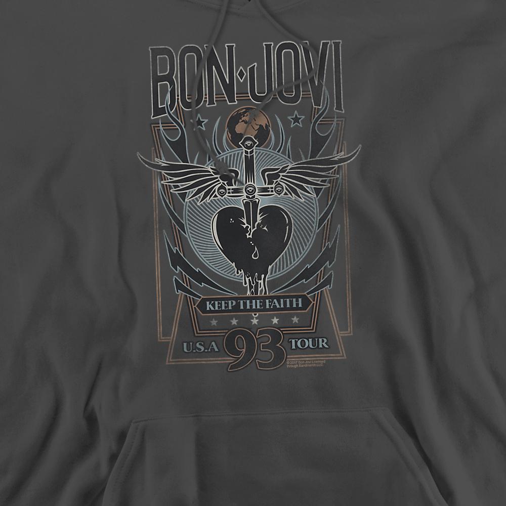 Charcoal - Back - Bon Jovi Unisex Adult Keep The Faith Hoodie
