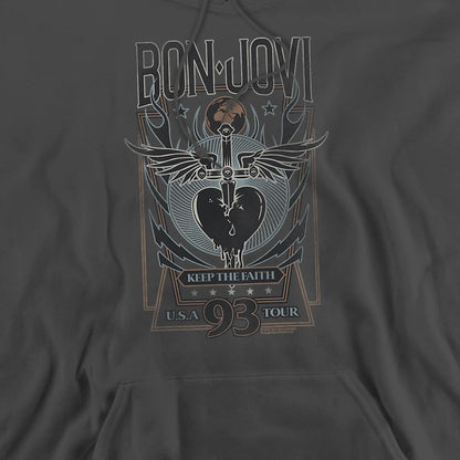 Charcoal - Back - Bon Jovi Unisex Adult Keep The Faith Hoodie