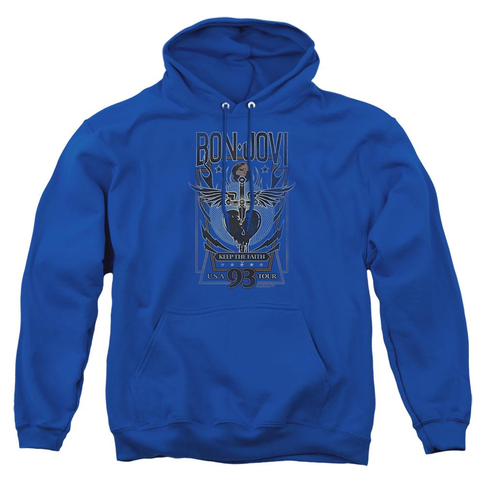 Royal Blue - Front - Bon Jovi Unisex Adult Keep The Faith Hoodie
