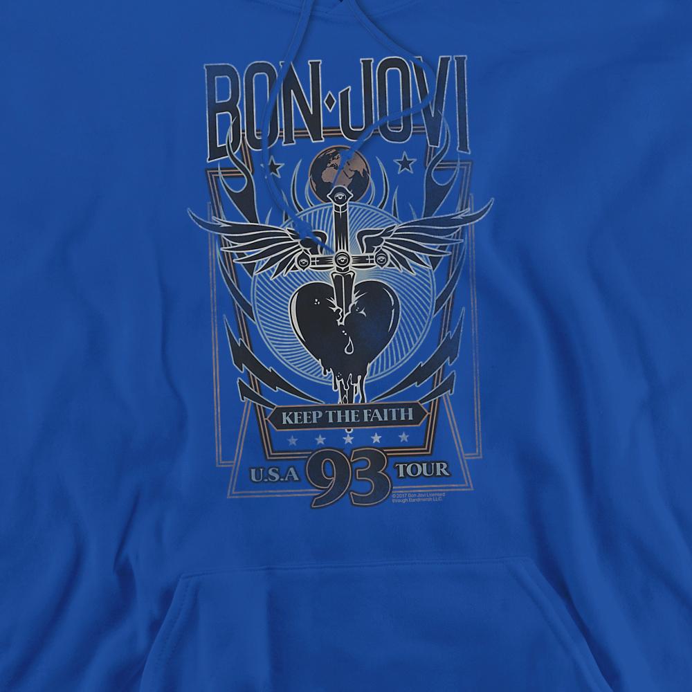 Royal Blue - Back - Bon Jovi Unisex Adult Keep The Faith Hoodie