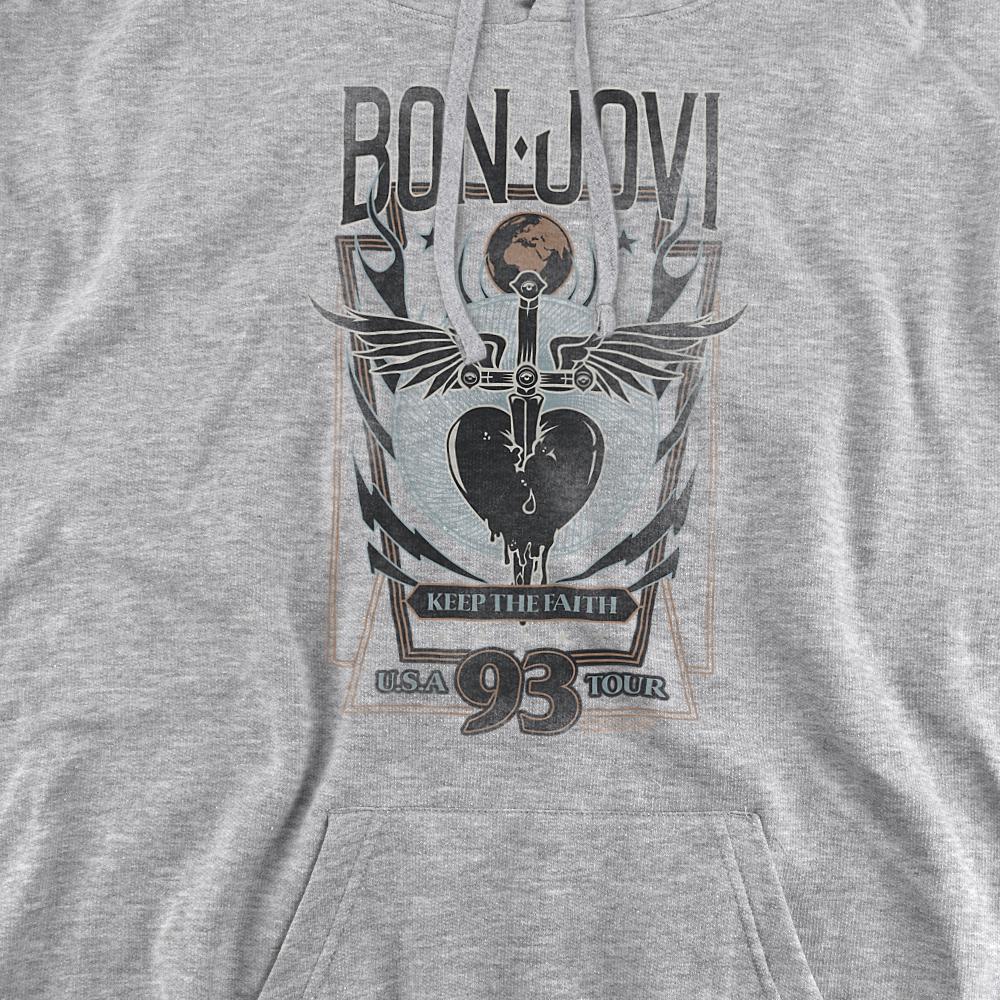 Athletic Heather - Back - Bon Jovi Unisex Adult Keep The Faith Heather Hoodie