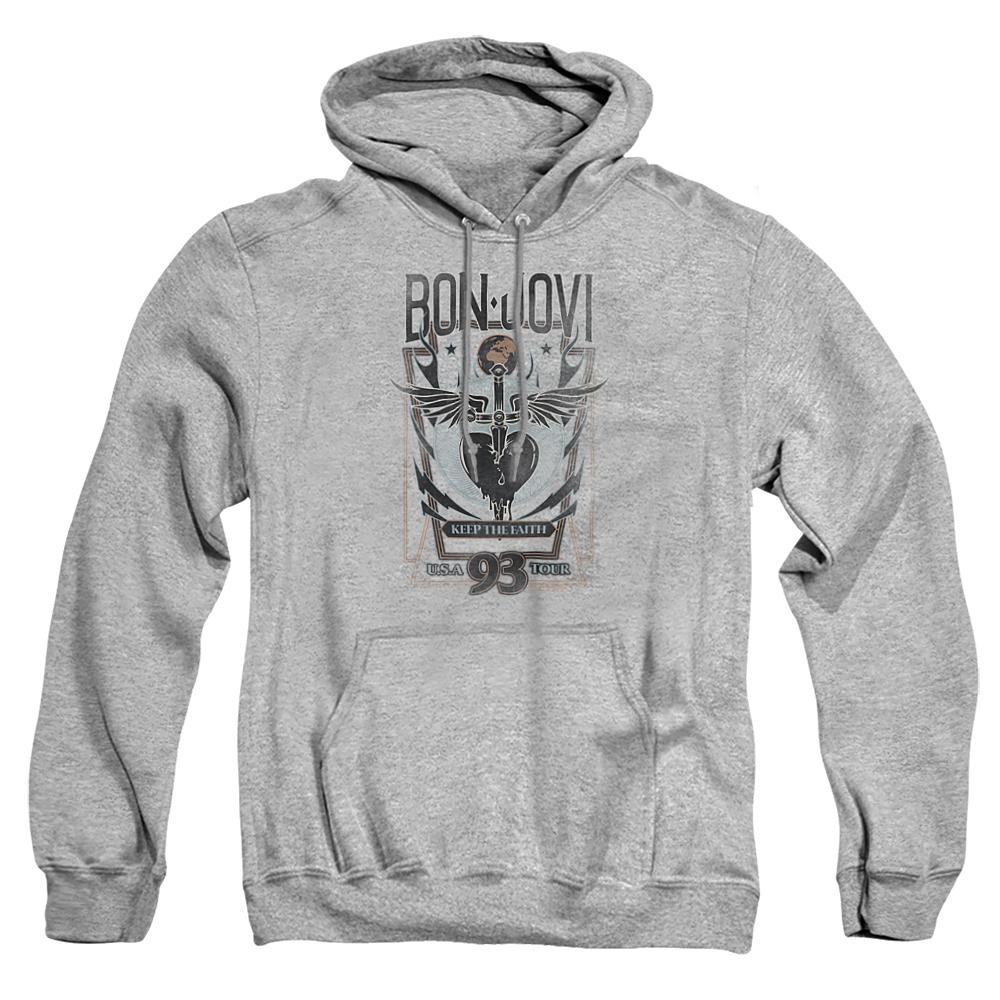 Athletic Heather - Front - Bon Jovi Unisex Adult Keep The Faith Heather Hoodie
