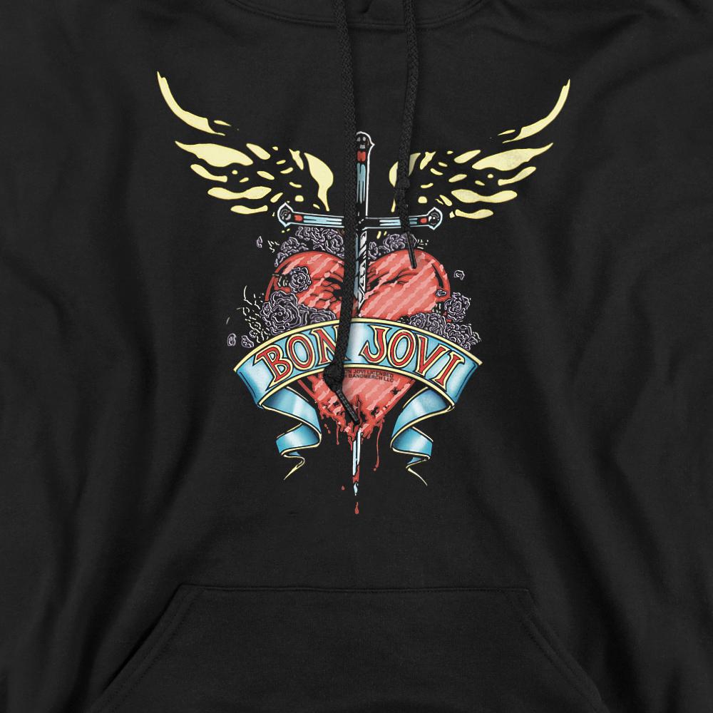 Black - Back - Bon Jovi Unisex Adult Daggered Hoodie