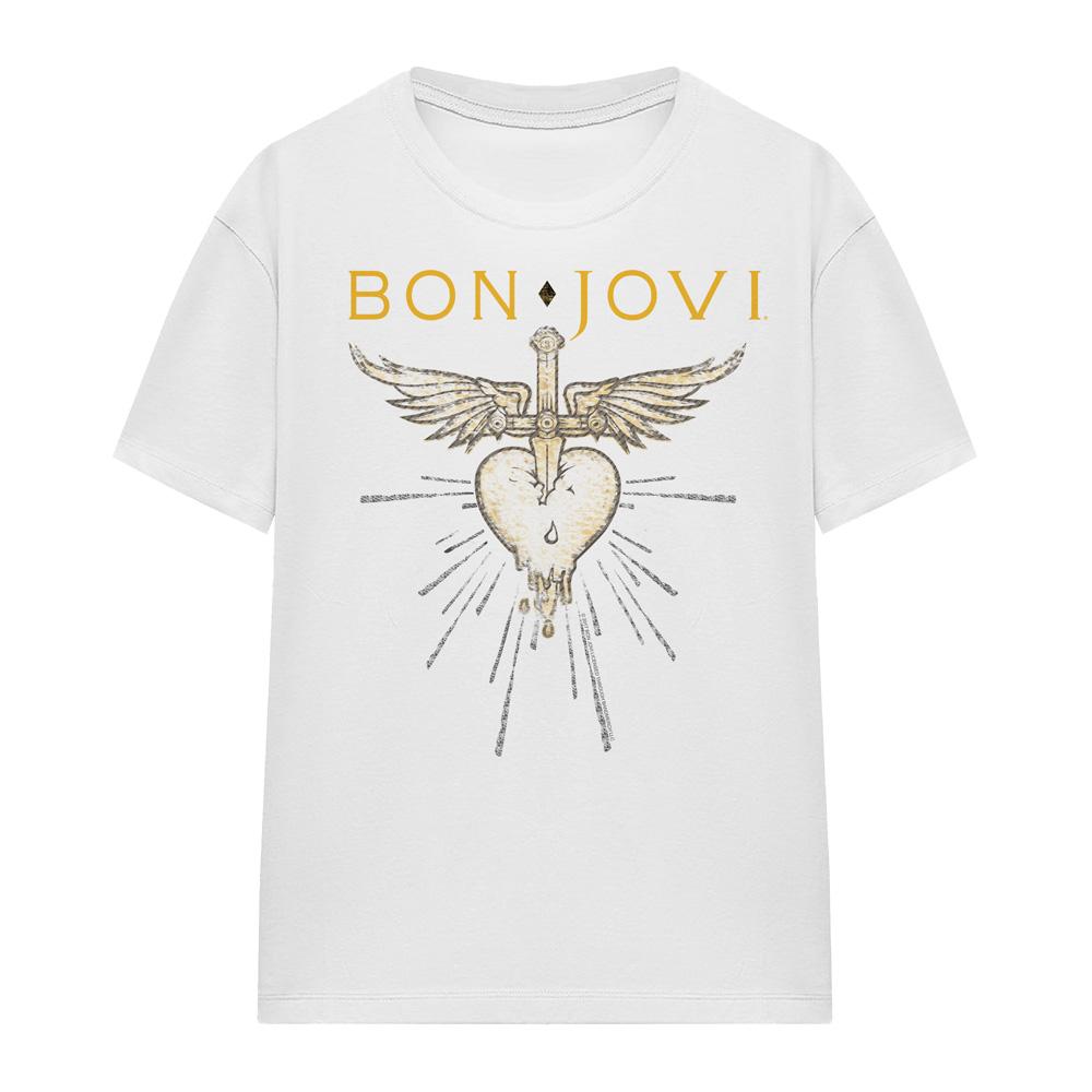 White - Front - Bon Jovi Womens-Ladies Greatest Hits T-Shirt