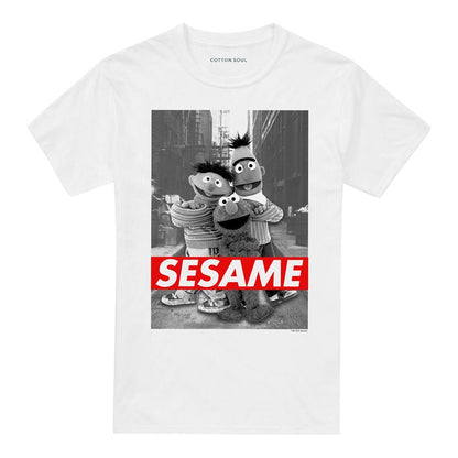 White - Front - Sesame Street Unisex Adult Sesame T-Shirt