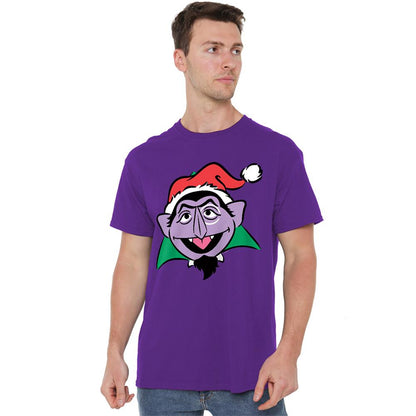 Purple - Back - Sesame Street Unisex Adult Count von Count Santa Hat T-Shirt