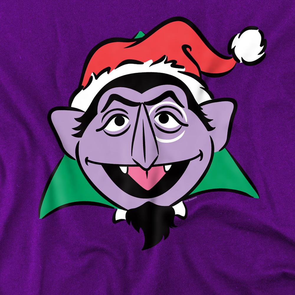 Purple - Side - Sesame Street Unisex Adult Count von Count Santa Hat T-Shirt