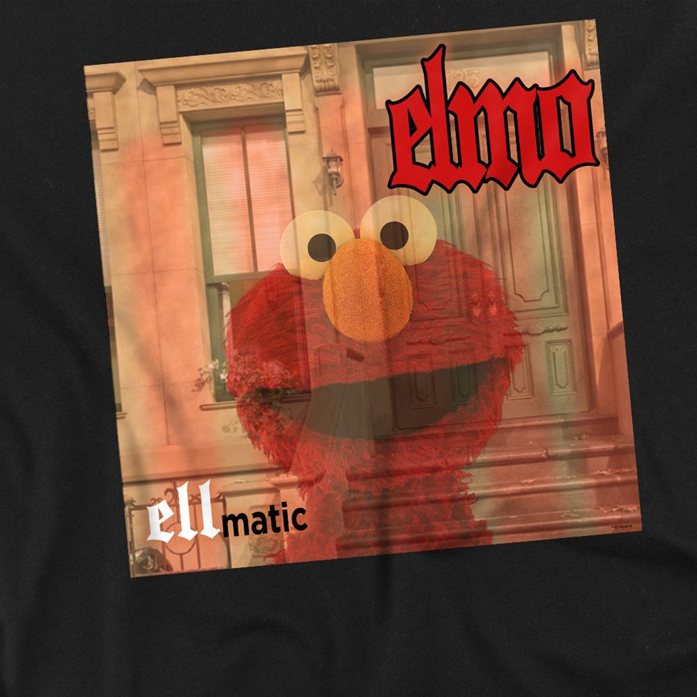Black - Side - Sesame Street Unisex Adult Ellmatic Elmo T-Shirt