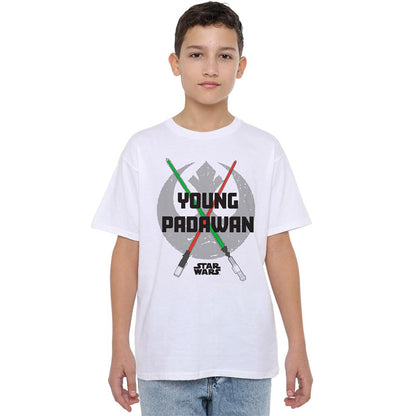 White - Front - Star Wars Boys Young Padawan Lightsaber T-Shirt