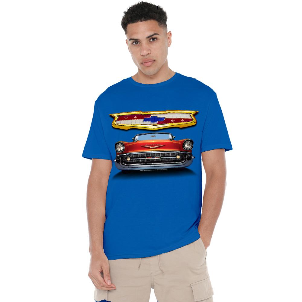 Royal Blue - Back - Chevrolet Unisex Adult 1957 Bel Air Grille T-Shirt