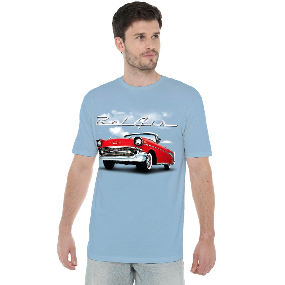 Light Blue - Back - Chevrolet Unisex Adult Bel Air Clouds T-Shirt