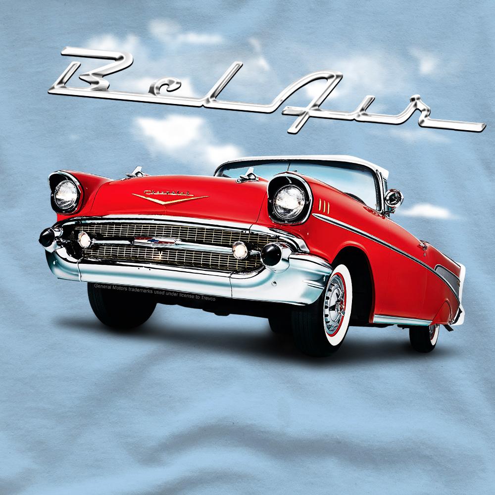 Light Blue - Side - Chevrolet Unisex Adult Bel Air Clouds T-Shirt