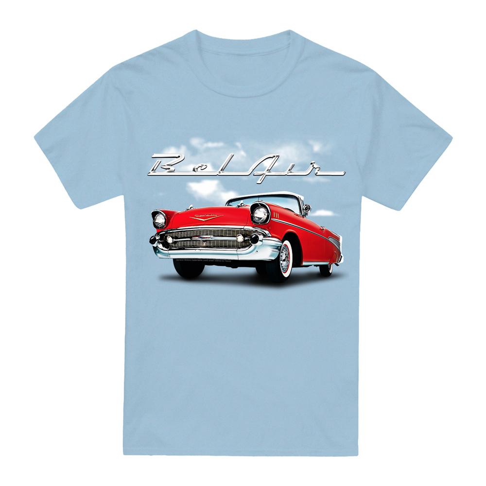 Light Blue - Front - Chevrolet Unisex Adult Bel Air Clouds T-Shirt