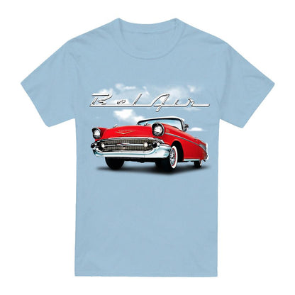 Light Blue - Front - Chevrolet Unisex Adult Bel Air Clouds T-Shirt