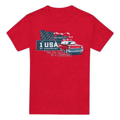 Red - Front - Chevrolet Unisex Adult See The USA T-Shirt