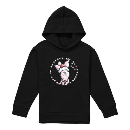 Navy - Front - Winnie the Pooh Childrens-Kids Warmest Christmas Wishes Piglet Hoodie